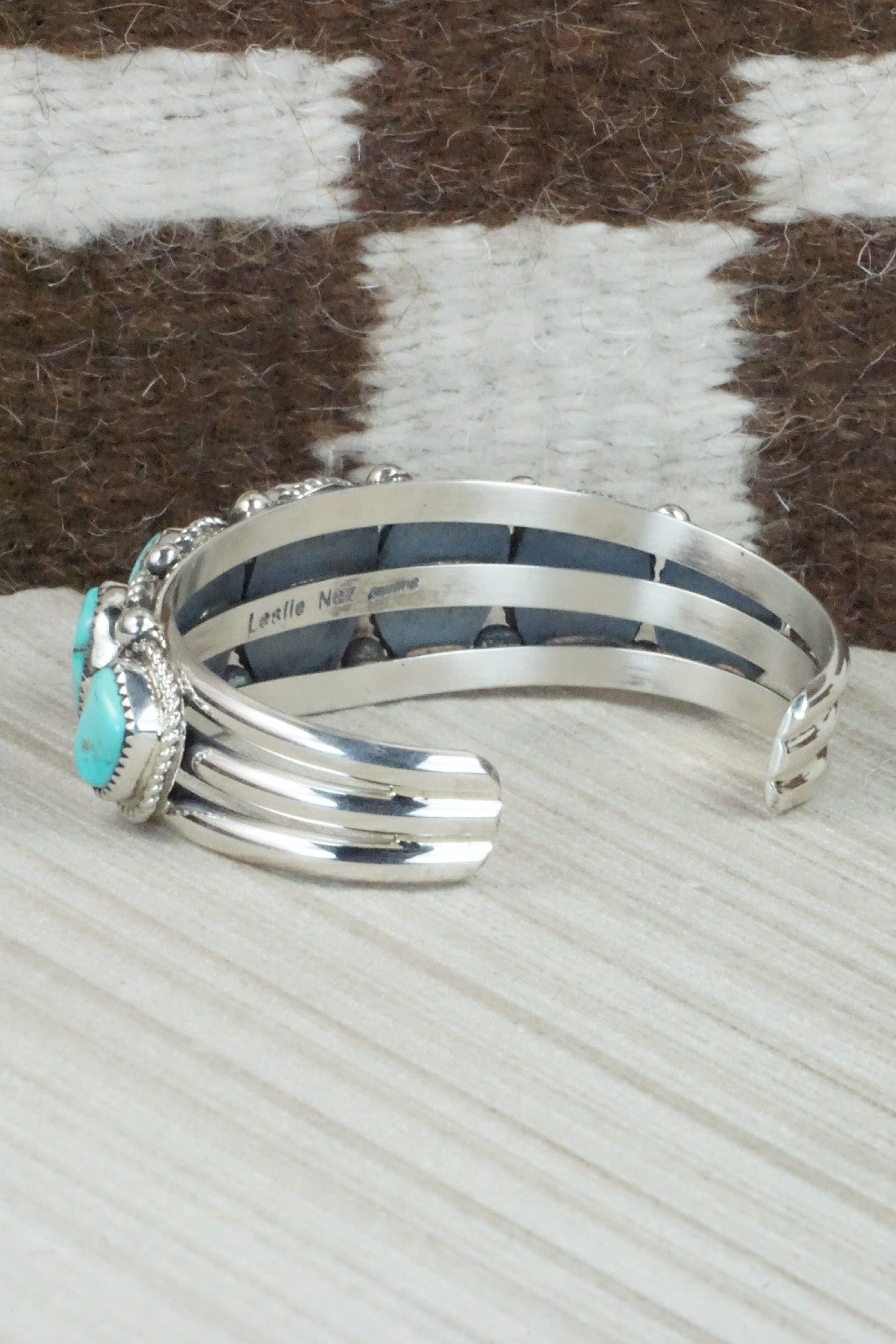 Turquoise & Sterling Silver Bracelet - Leslie Nez
