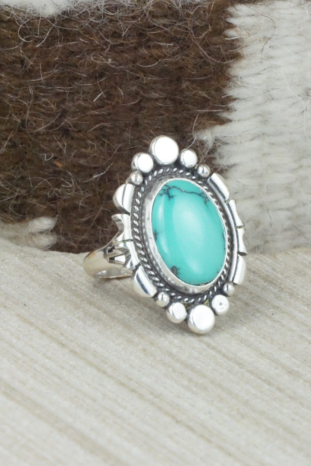Turquoise & Sterling Silver Ring - Daniel Benally - Size 7