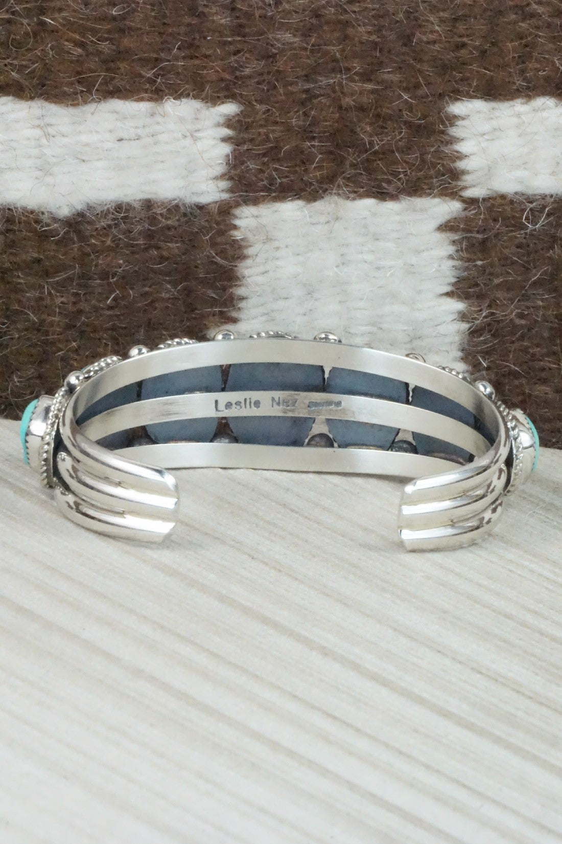 Turquoise & Sterling Silver Bracelet - Leslie Nez