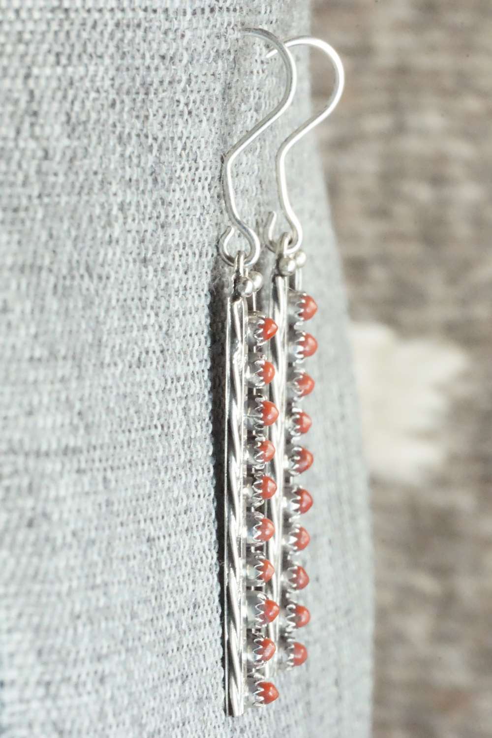 Coral & Sterling Silver Earrings - Stephen Haloo