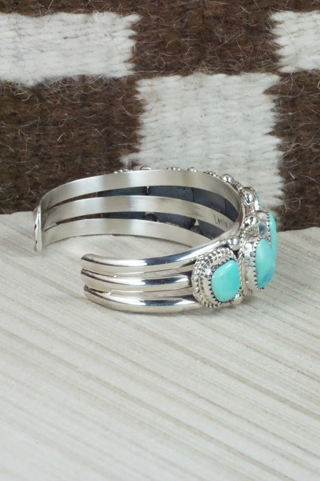 Turquoise & Sterling Silver Bracelet - Leslie Nez