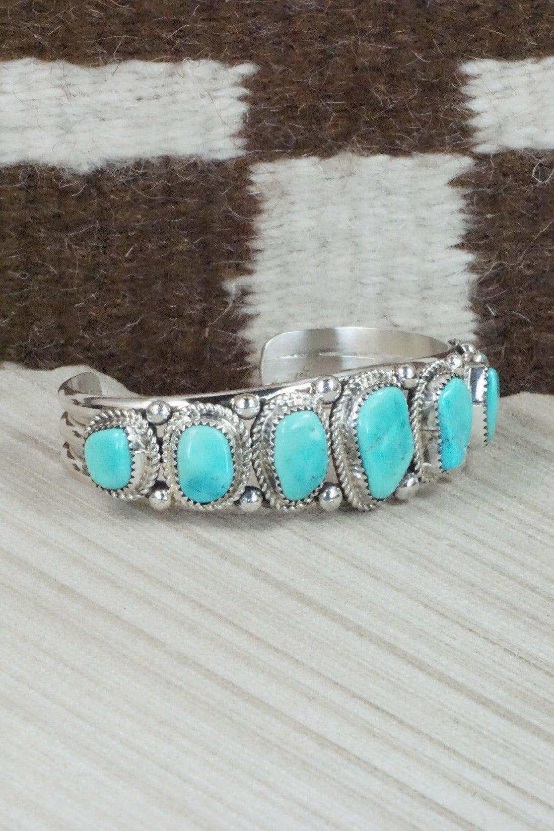 Turquoise & Sterling Silver Bracelet - Leslie Nez
