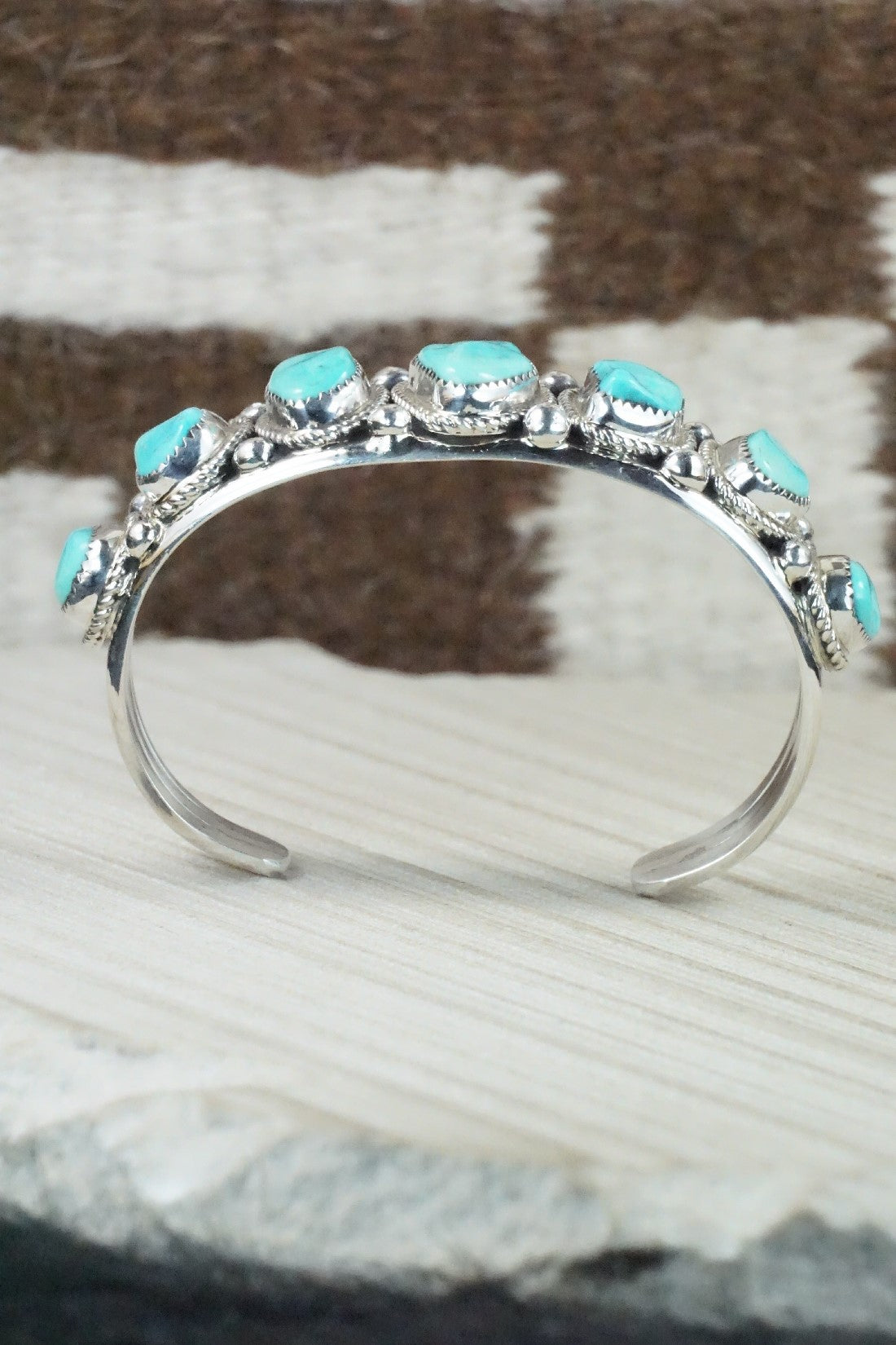Turquoise & Sterling Silver Bracelet - Leslie Nez