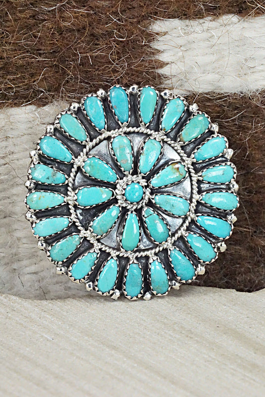 Turquoise & Sterling Silver Pendant/Pin - Zeita Begay
