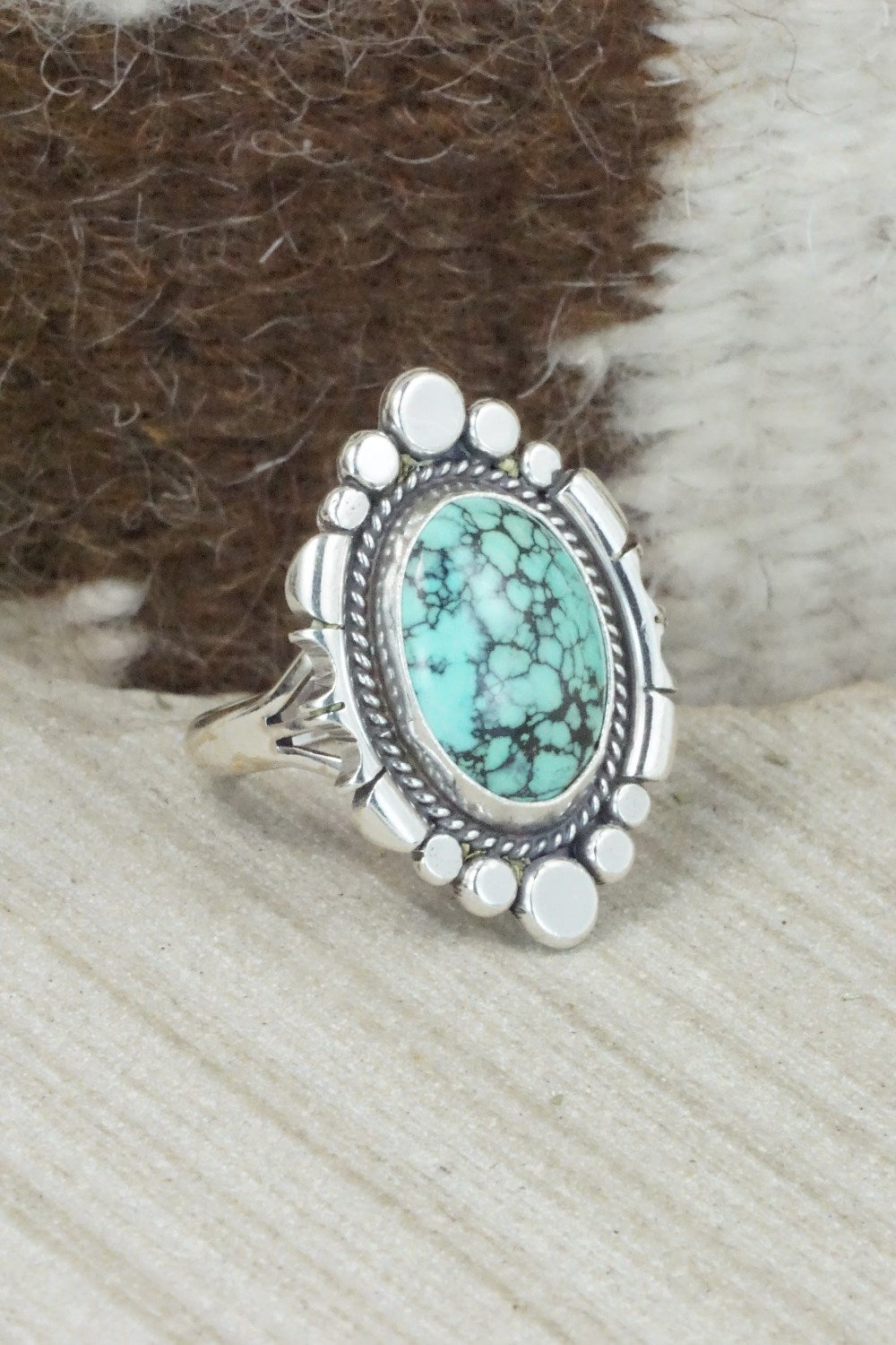 Turquoise & Sterling Silver Ring - Daniel Benally - Size 8