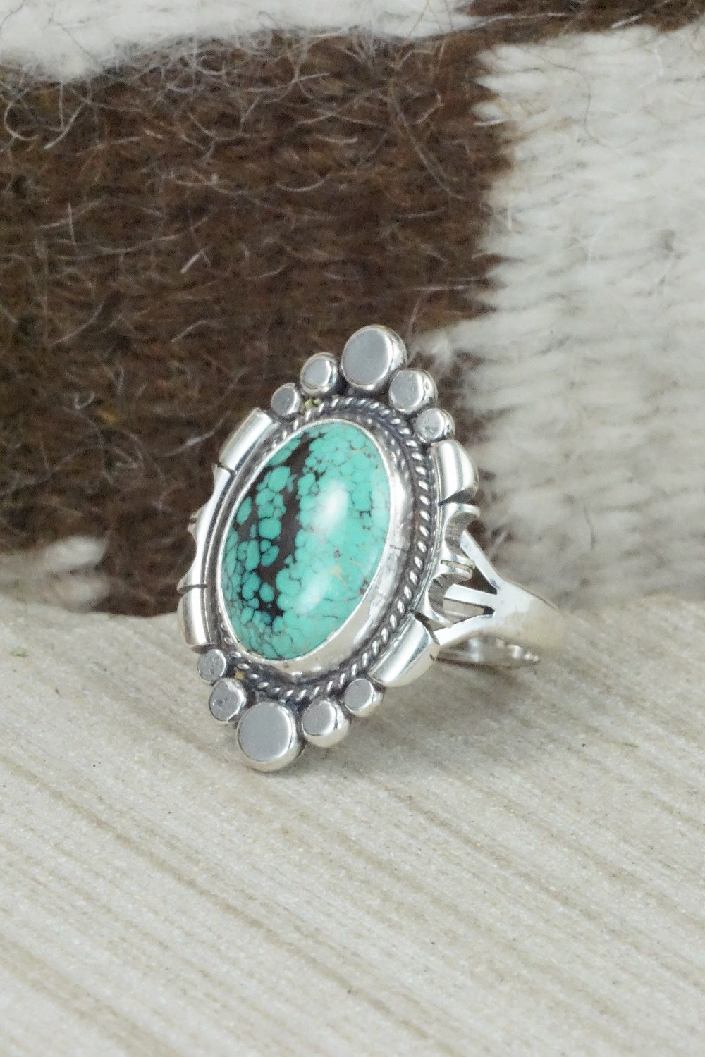 Turquoise & Sterling Silver Ring - Daniel Benally - Size 8.25