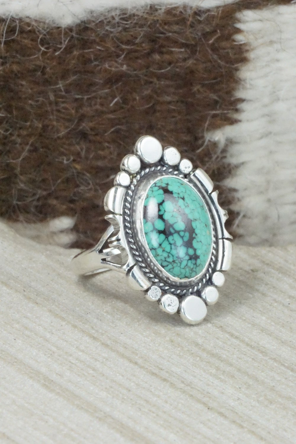 Turquoise & Sterling Silver Ring - Daniel Benally - Size 8.25