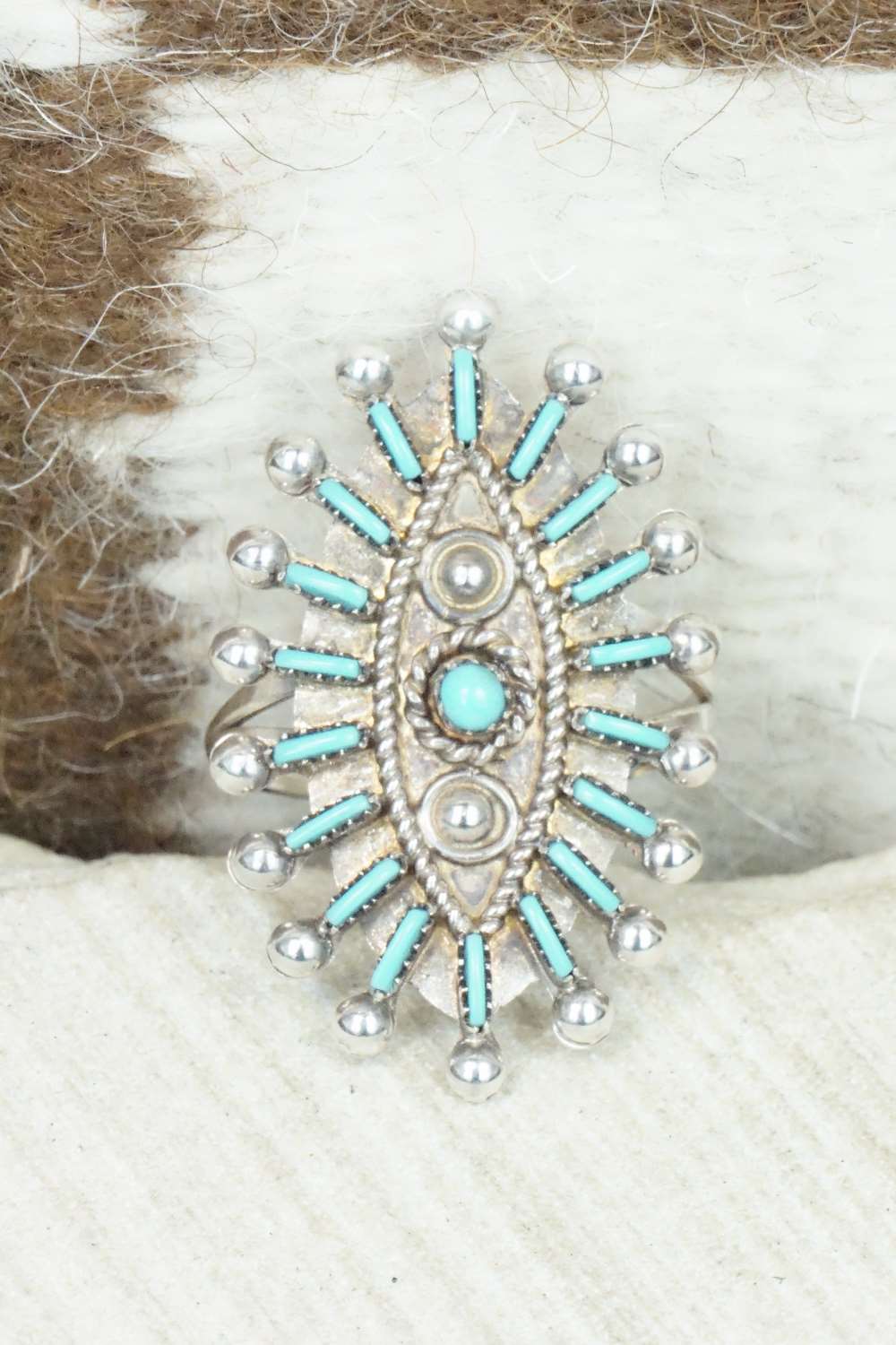 Turquoise & Sterling Silver Ring - Philander Gia - Size 8.25