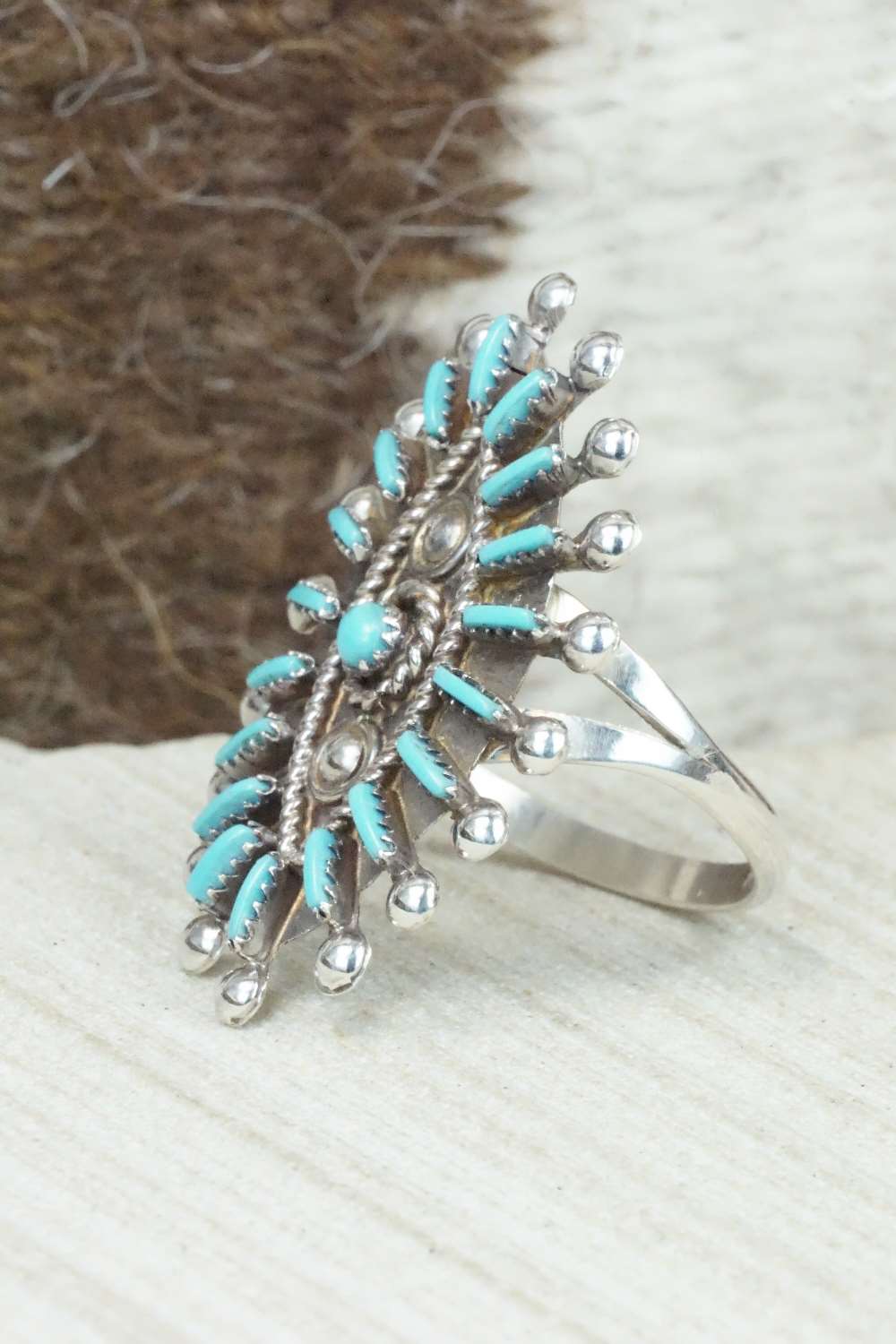 Turquoise & Sterling Silver Ring - Philander Gia - Size 8.25