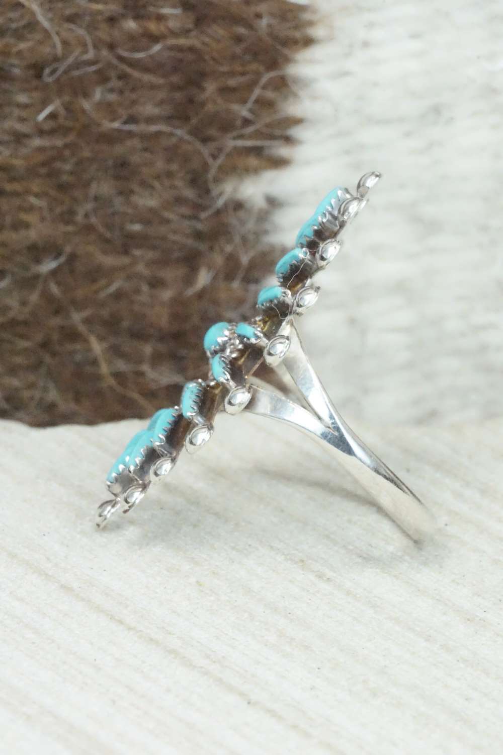 Turquoise & Sterling Silver Ring - Philander Gia - Size 8.25