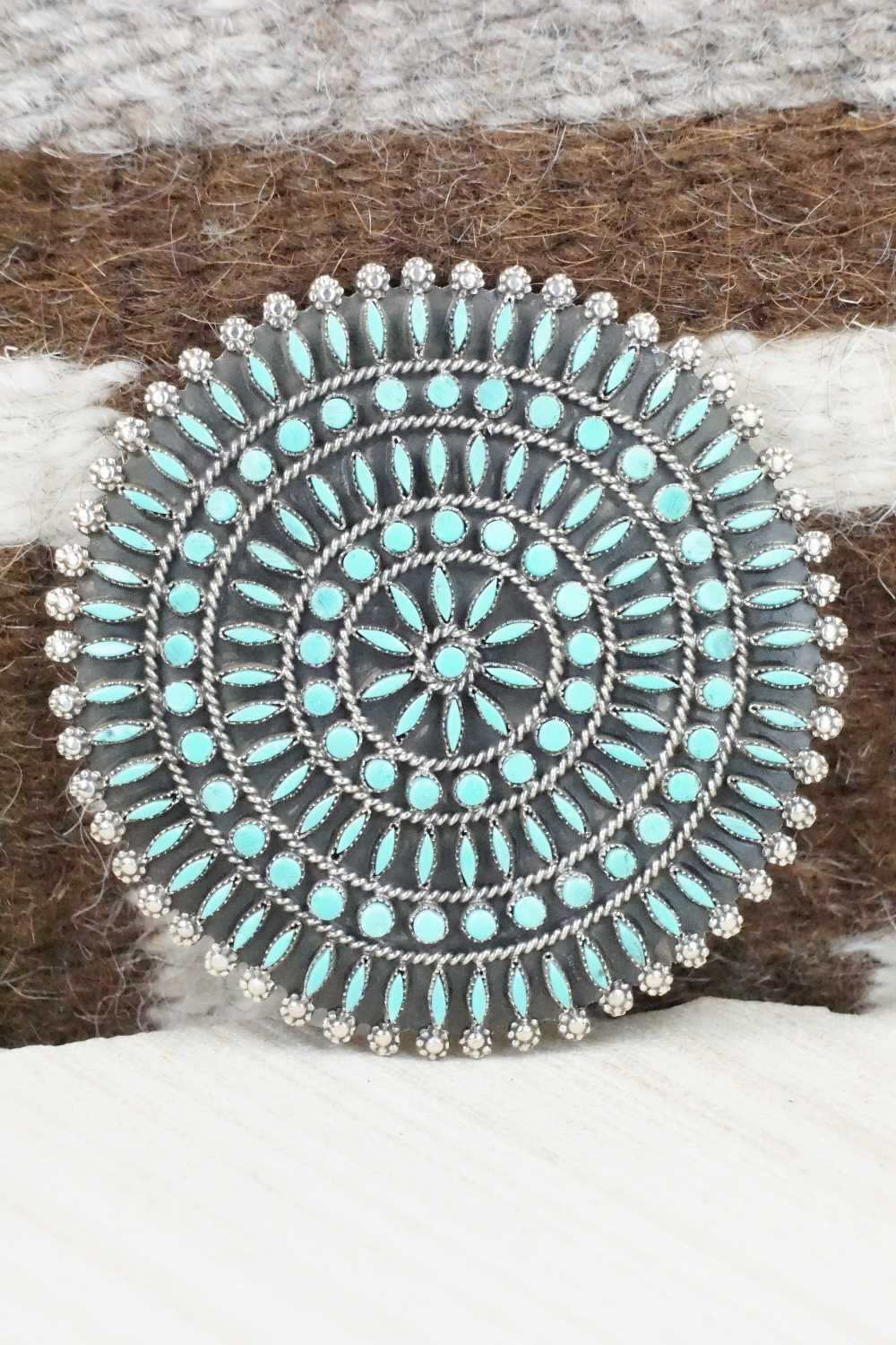 Turquoise & Sterling Silver Squash Blossom Necklace Set - Merlinda Chavez