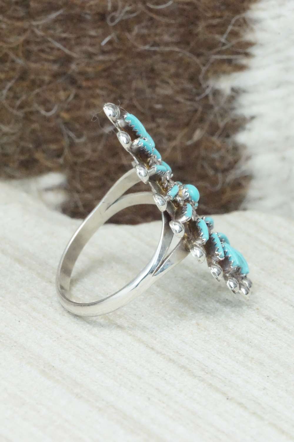Turquoise & Sterling Silver Ring - Philander Gia - Size 8.25