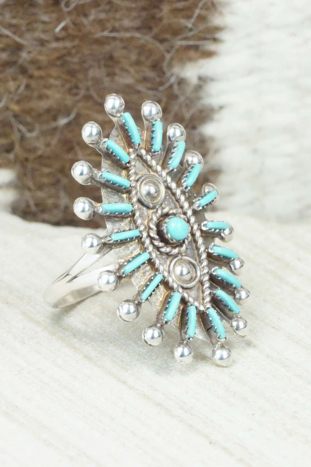 Turquoise & Sterling Silver Ring - Philander Gia - Size 8.25