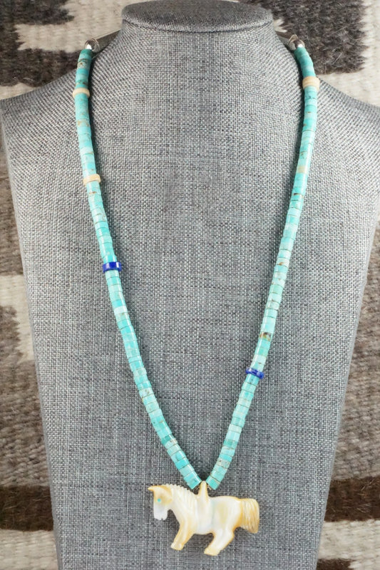 Horse Zuni Fetish Carving Necklace - Andres Quandelacy