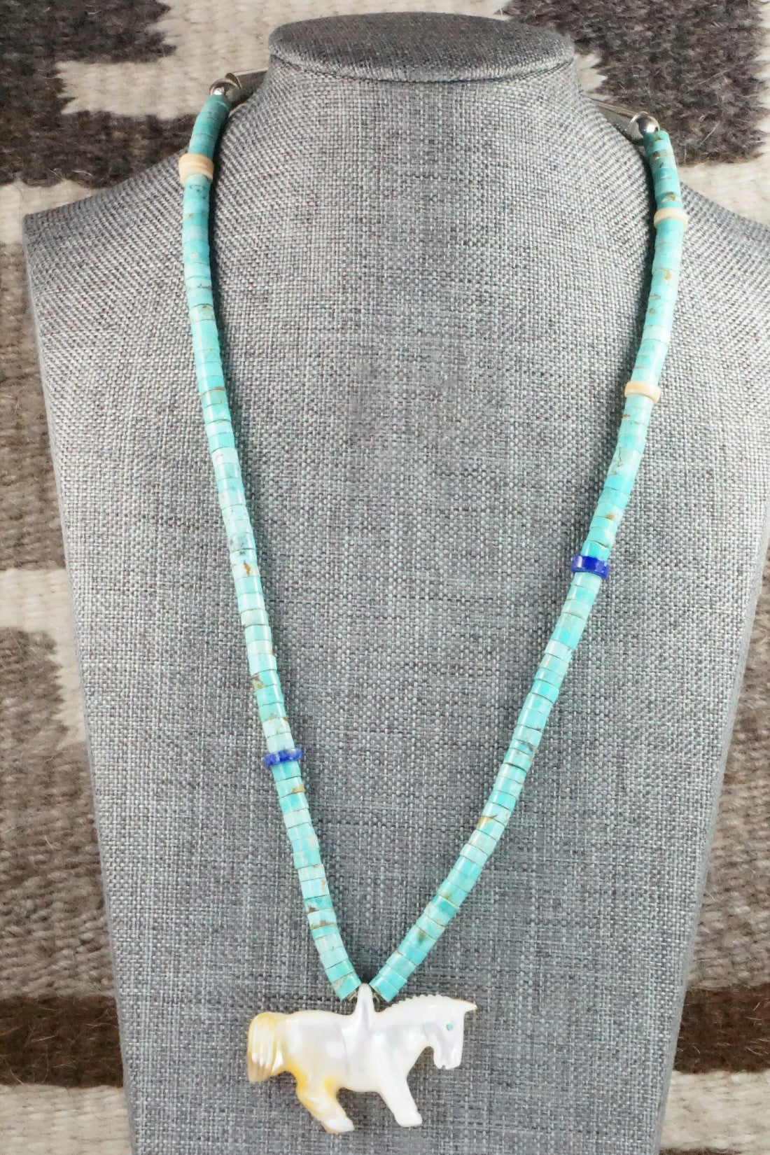 Horse Zuni Fetish Carving Necklace - Andres Quandelacy