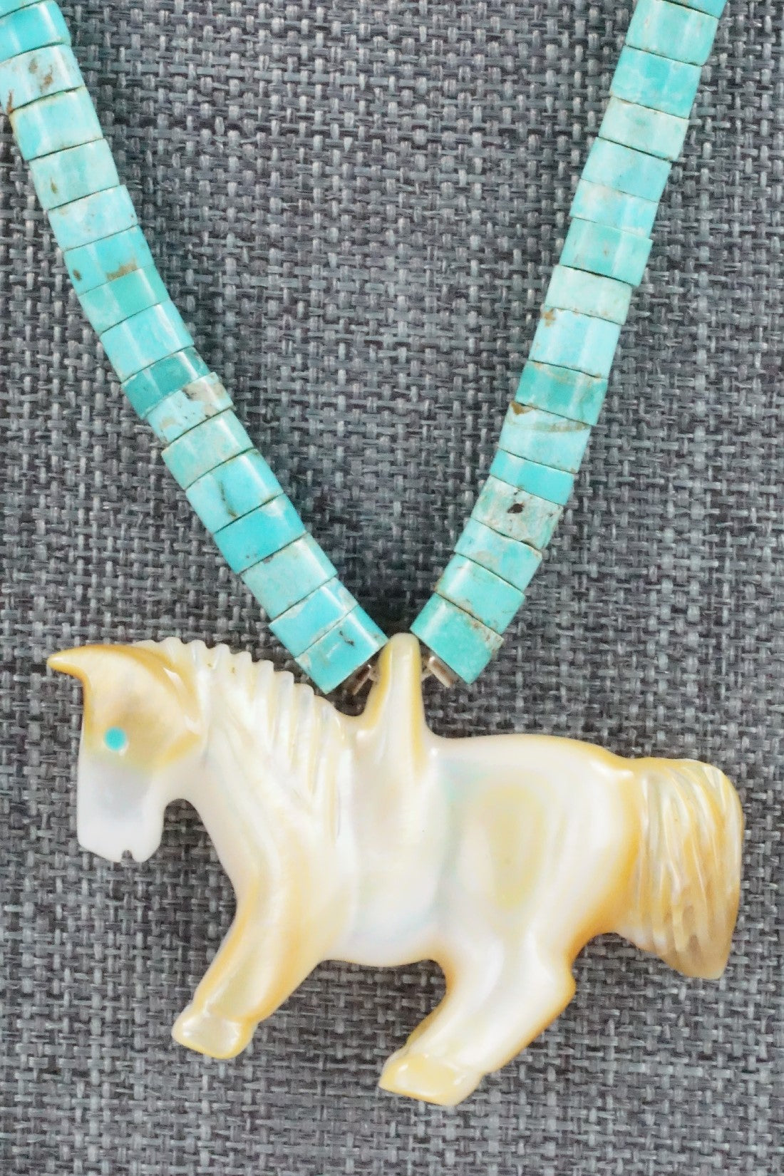 Horse Zuni Fetish Carving Necklace - Andres Quandelacy
