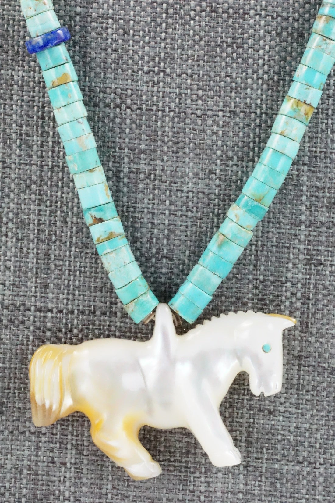 Horse Zuni Fetish Carving Necklace - Andres Quandelacy