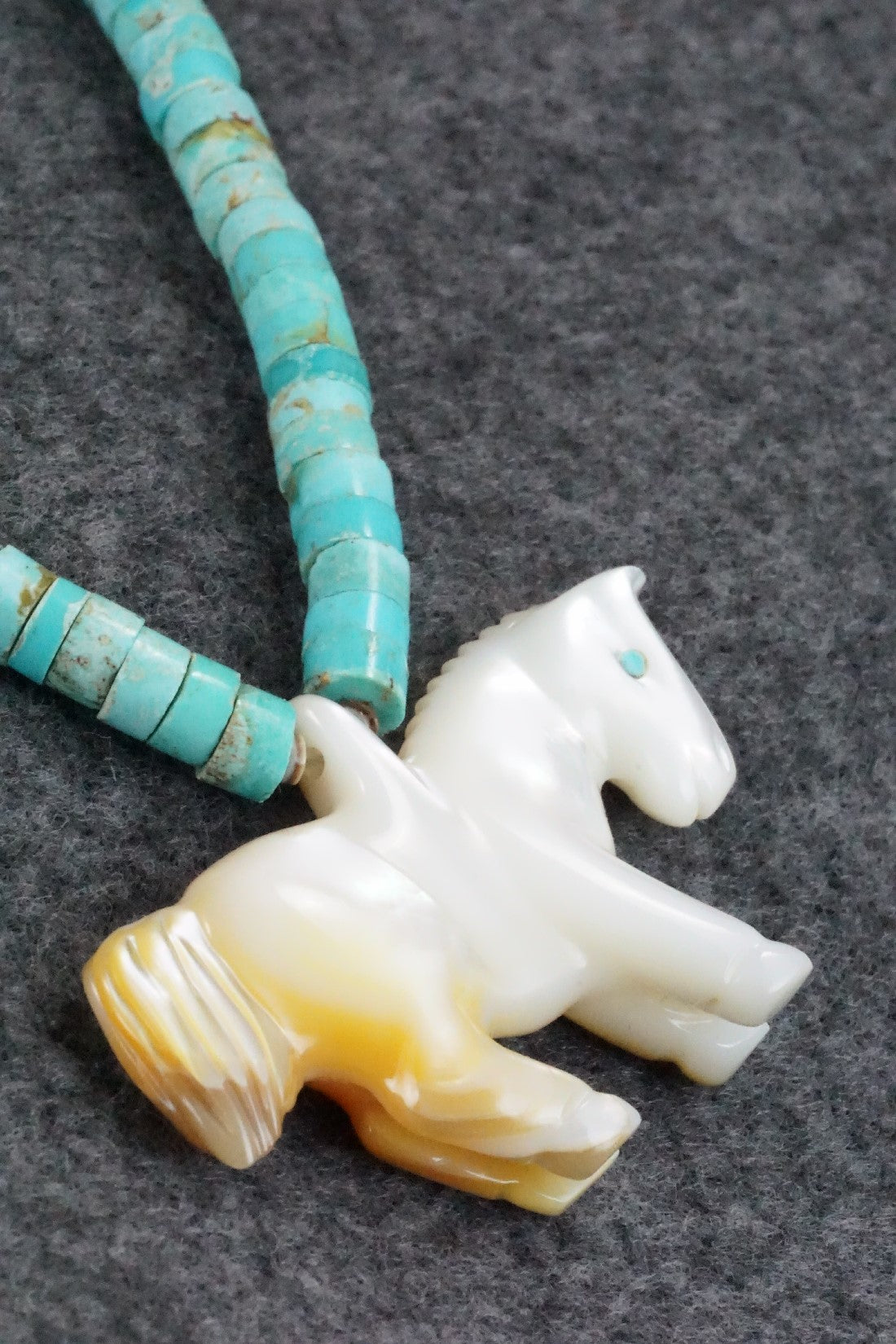 Horse Zuni Fetish Carving Necklace - Andres Quandelacy