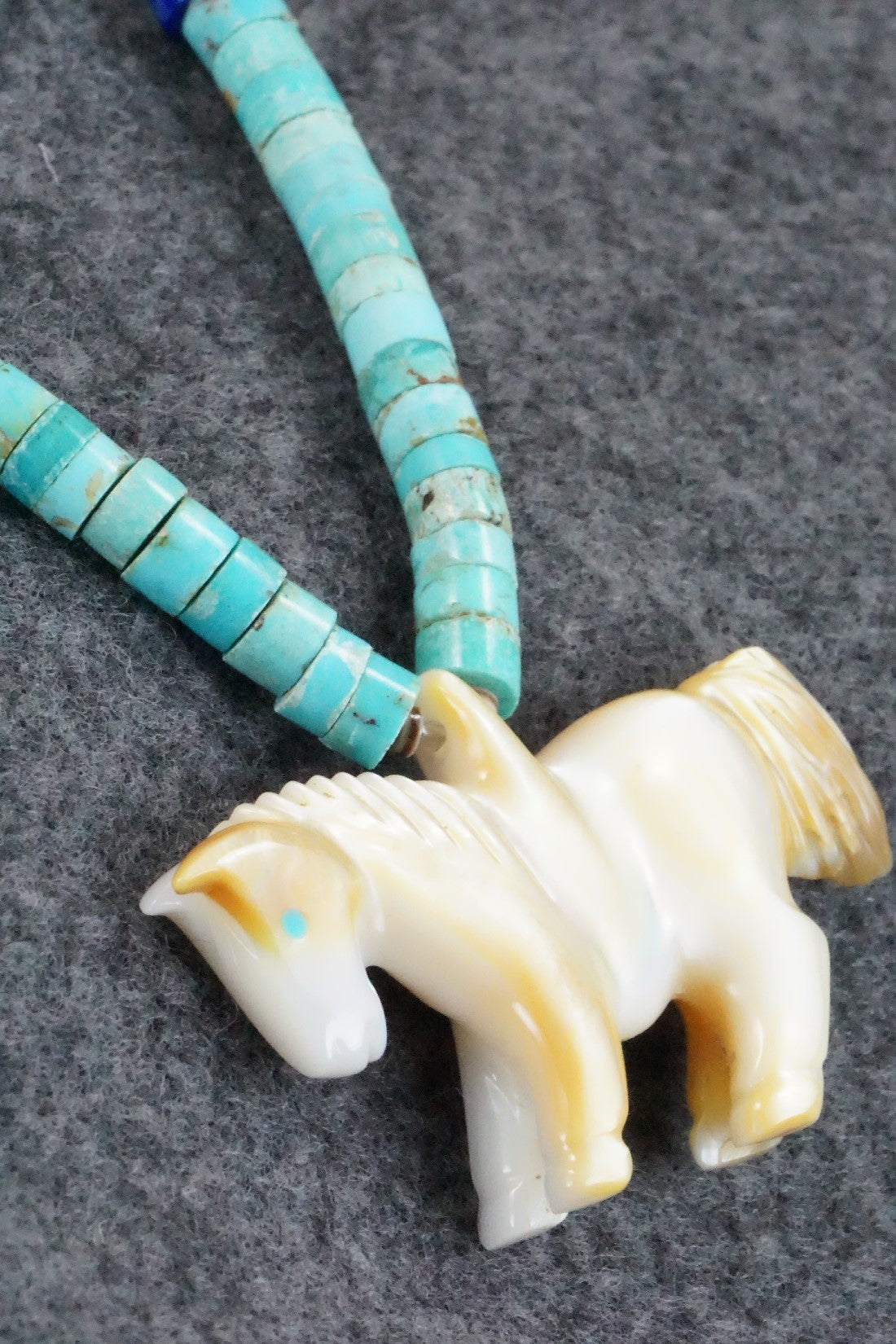Horse Zuni Fetish Carving Necklace - Andres Quandelacy