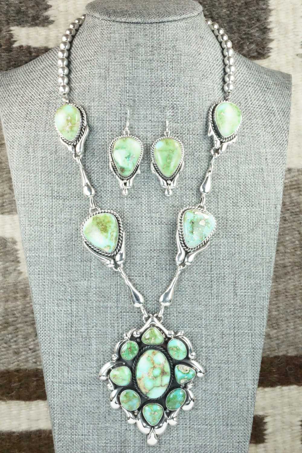Turquoise & Sterling Silver Necklace and Earrings Set - Derrick Gordon