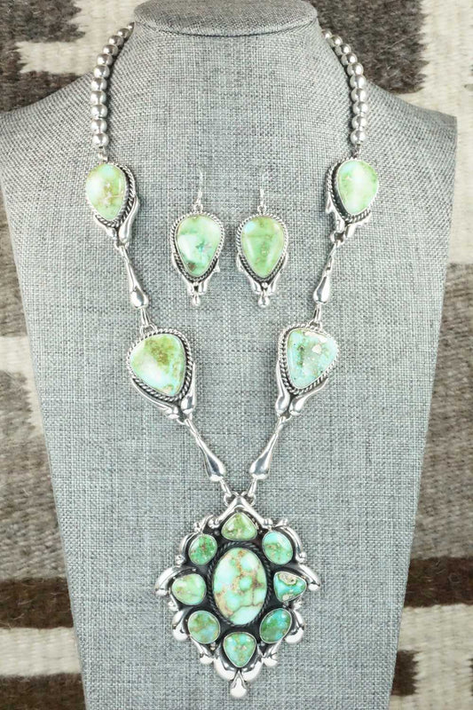 Turquoise & Sterling Silver Necklace and Earrings Set - Derrick Gordon