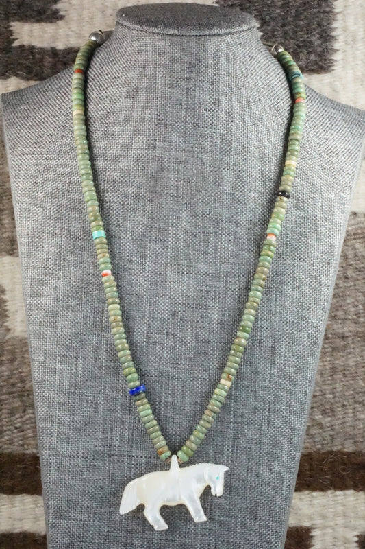 Horse Zuni Fetish Carving Necklace - Andres Quandelacy
