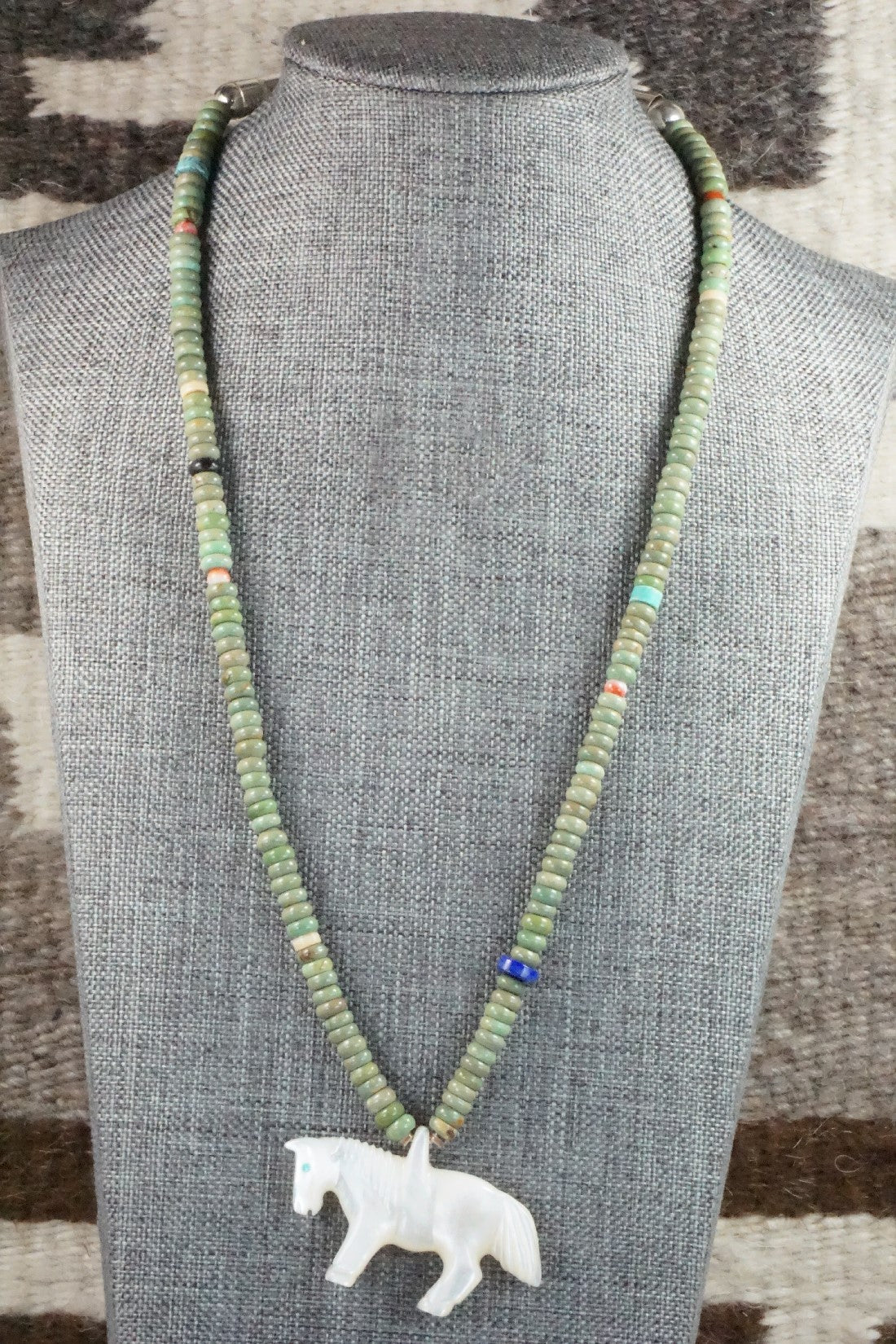 Horse Zuni Fetish Carving Necklace - Andres Quandelacy