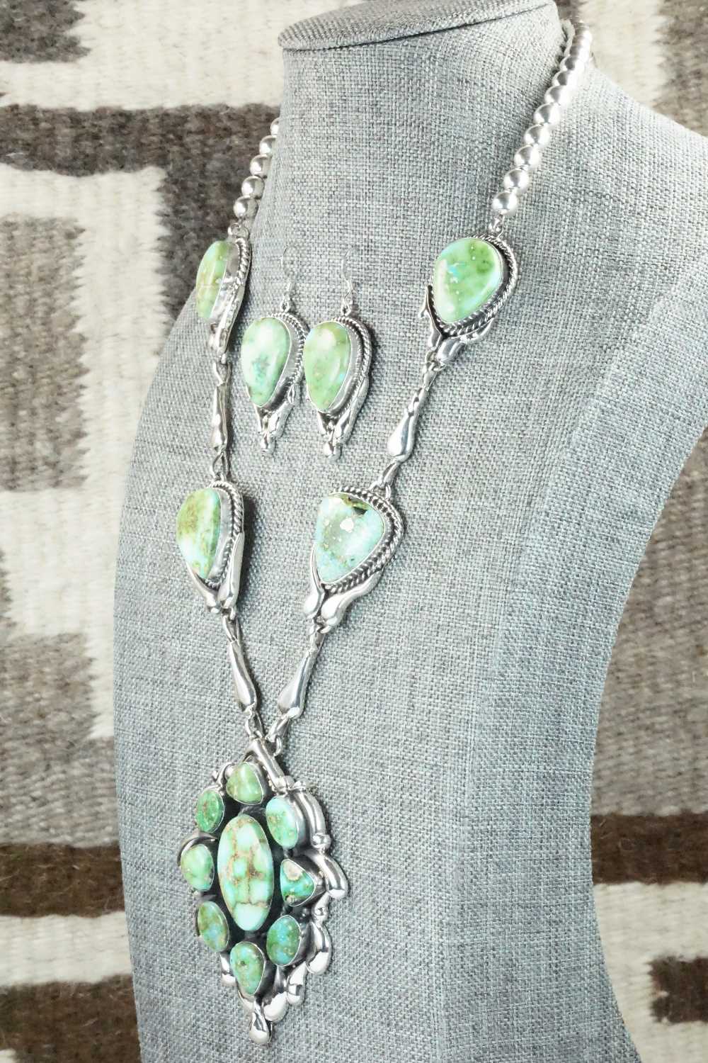 Turquoise & Sterling Silver Necklace and Earrings Set - Derrick Gordon