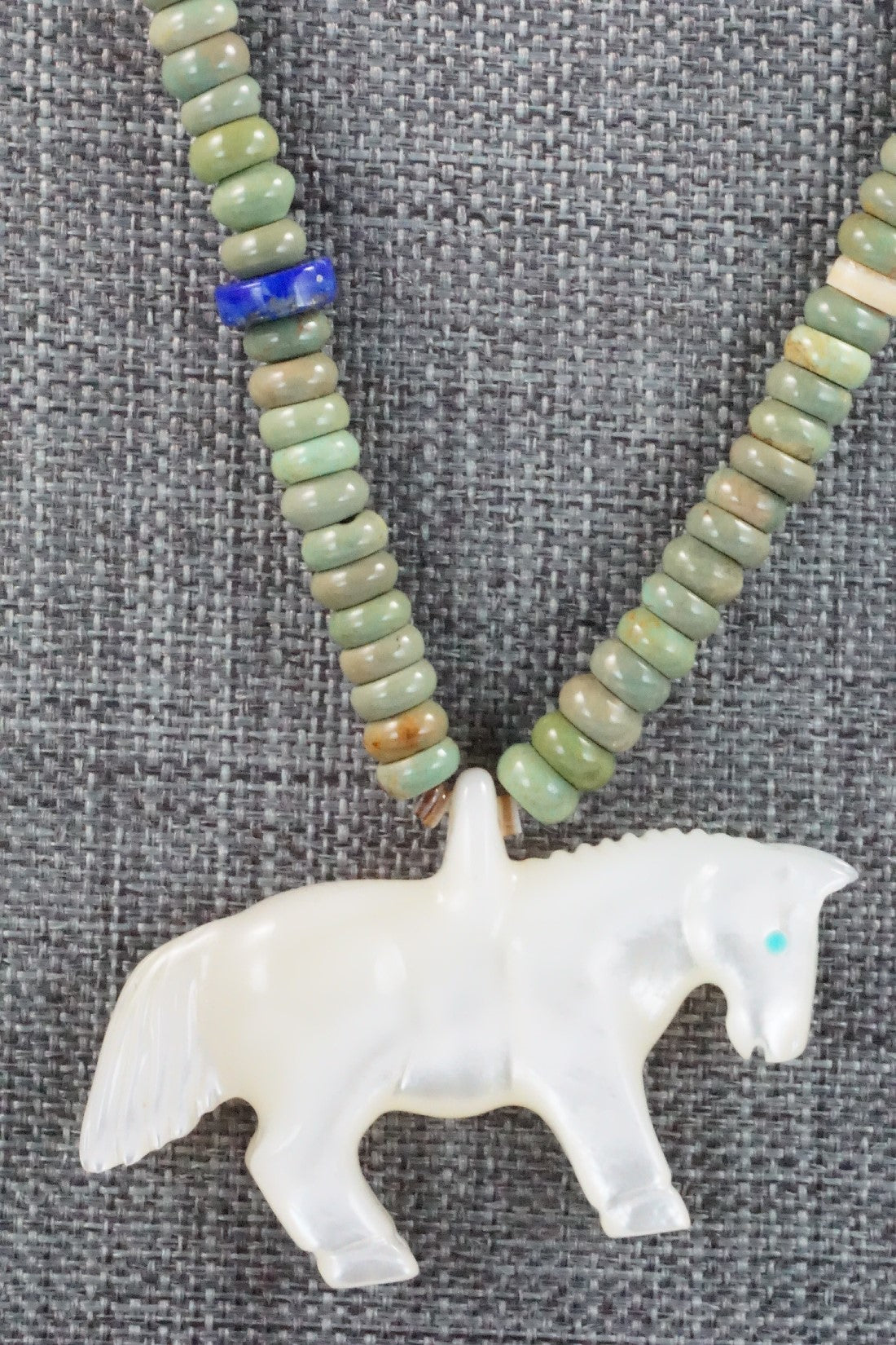 Horse Zuni Fetish Carving Necklace - Andres Quandelacy