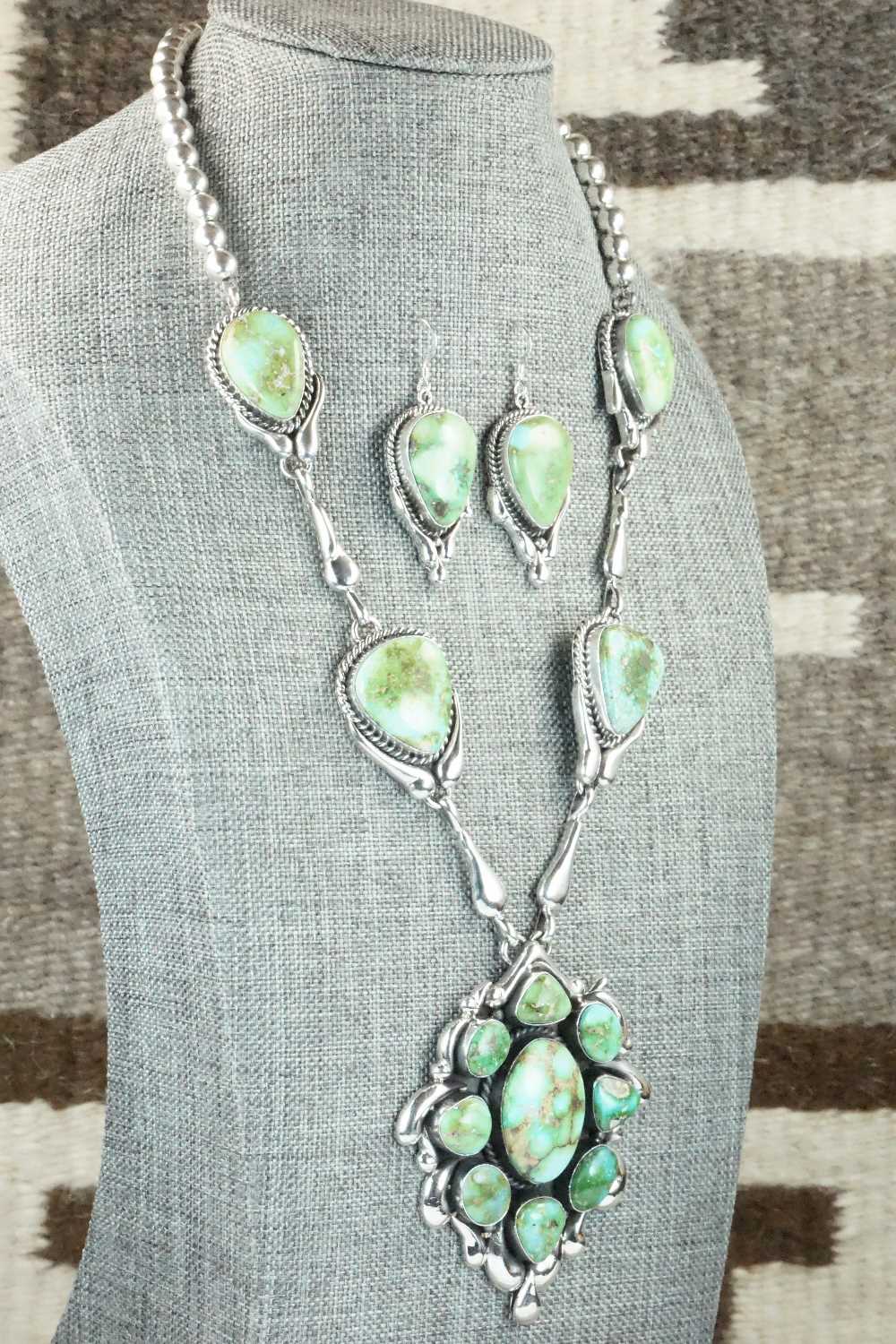 Turquoise & Sterling Silver Necklace and Earrings Set - Derrick Gordon
