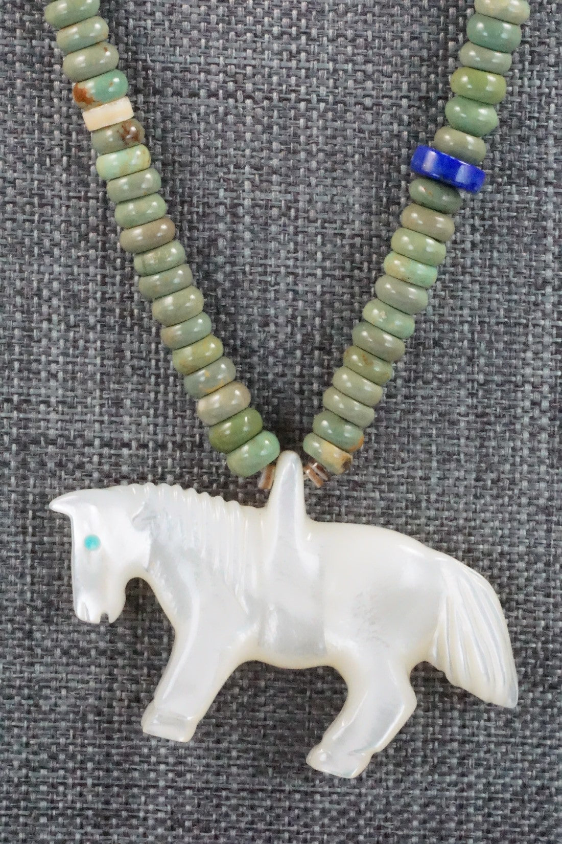 Horse Zuni Fetish Carving Necklace - Andres Quandelacy
