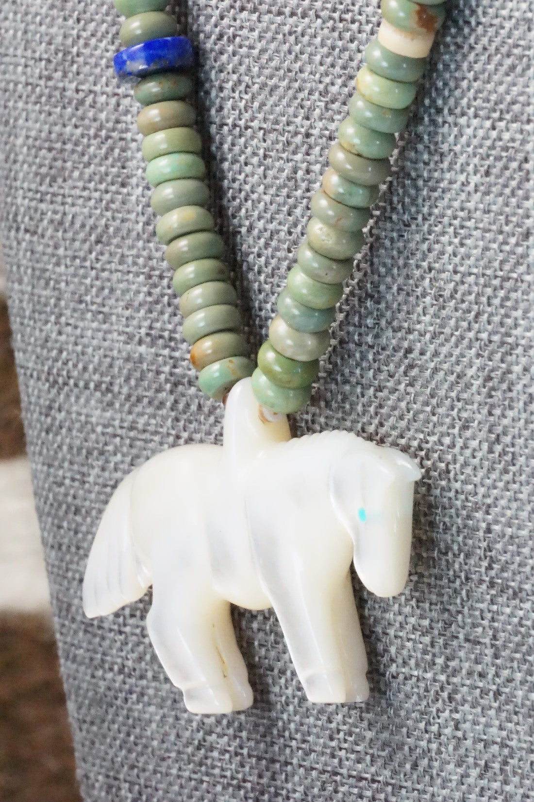 Horse Zuni Fetish Carving Necklace - Andres Quandelacy