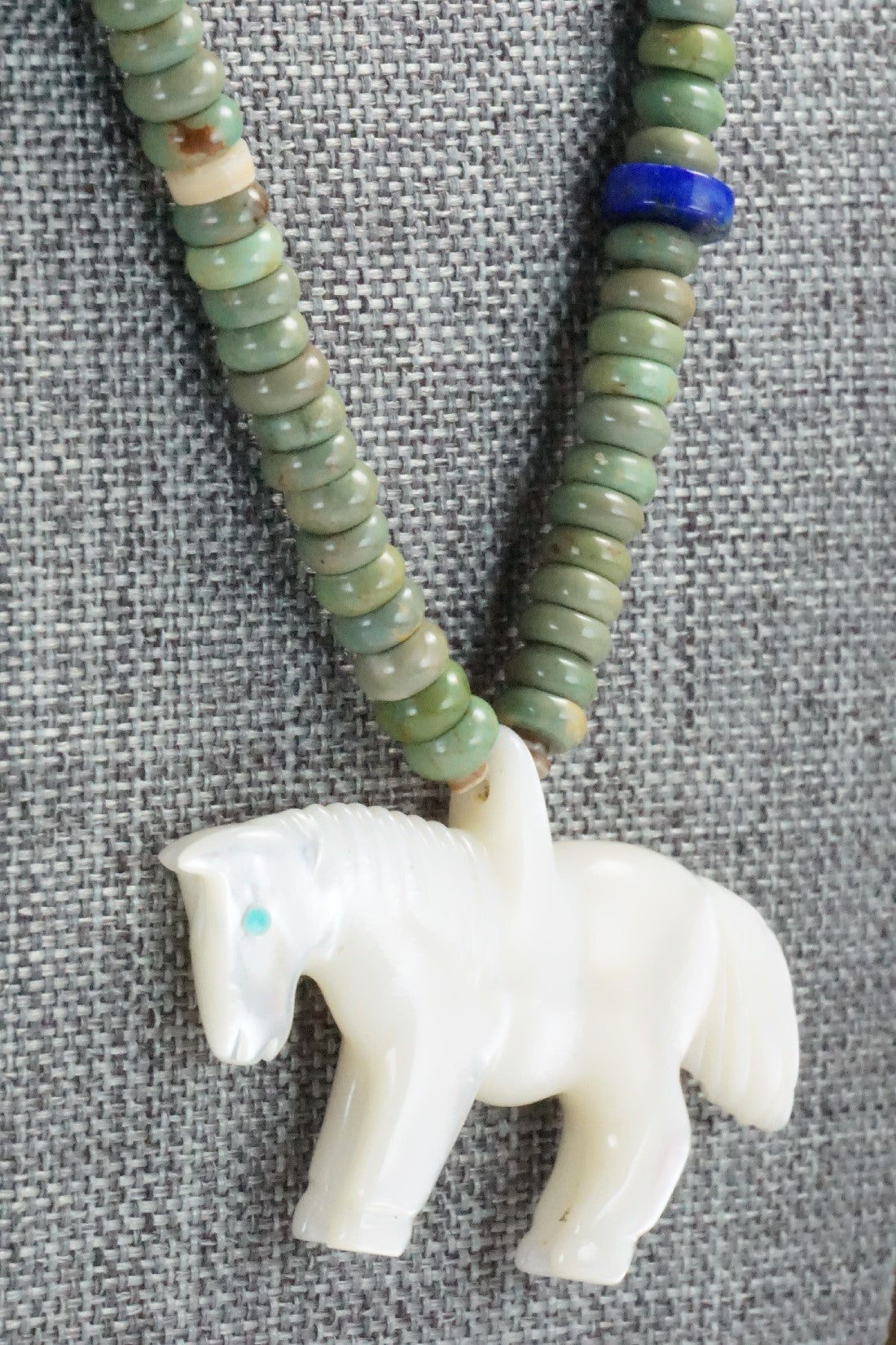 Horse Zuni Fetish Carving Necklace - Andres Quandelacy