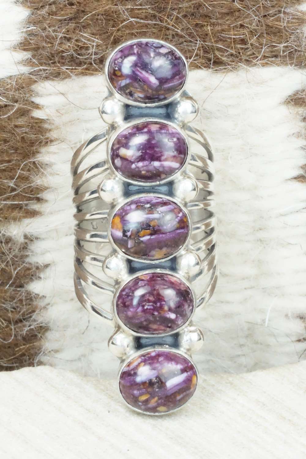 Spiny Oyster & Sterling Silver Ring - Thomas Yazzie - Size 6