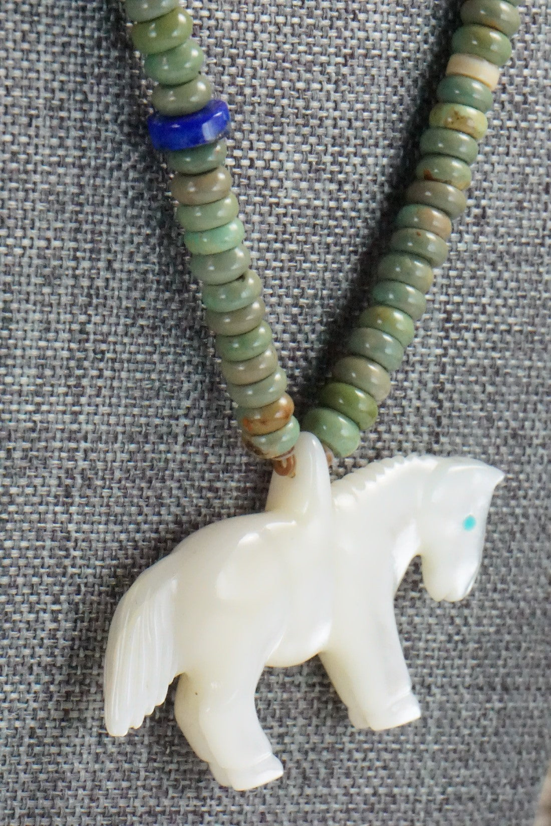 Horse Zuni Fetish Carving Necklace - Andres Quandelacy