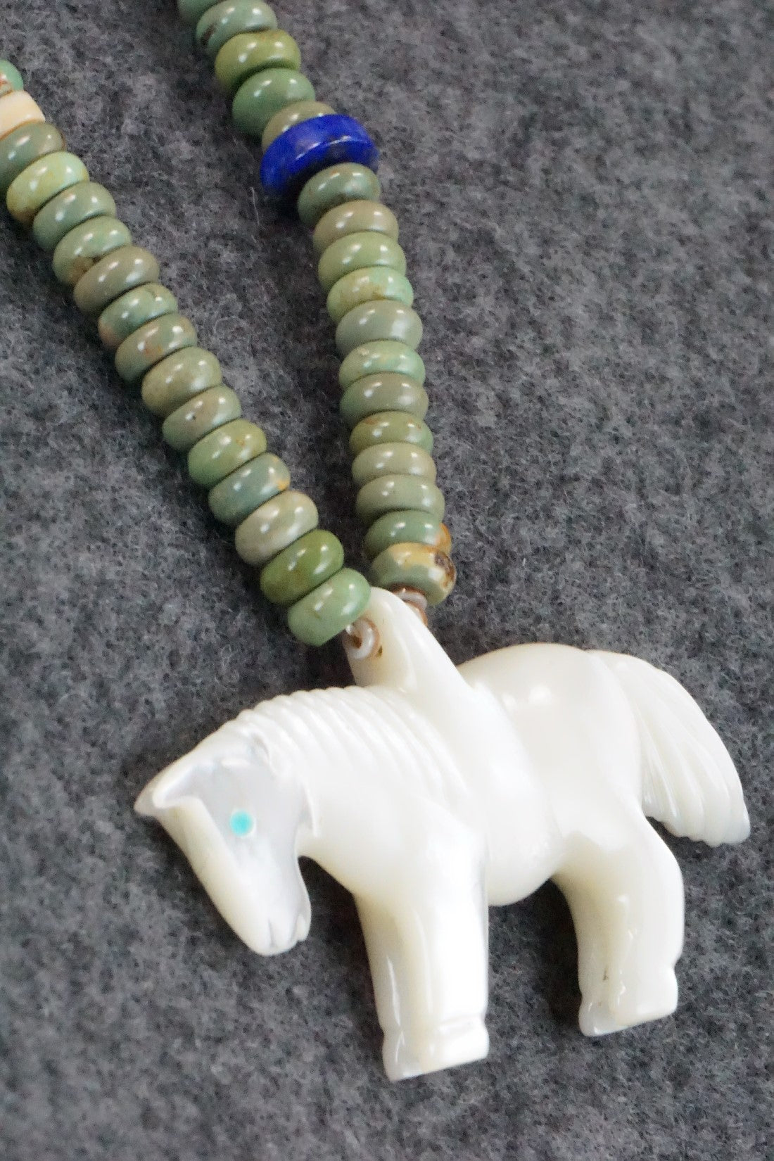 Horse Zuni Fetish Carving Necklace - Andres Quandelacy