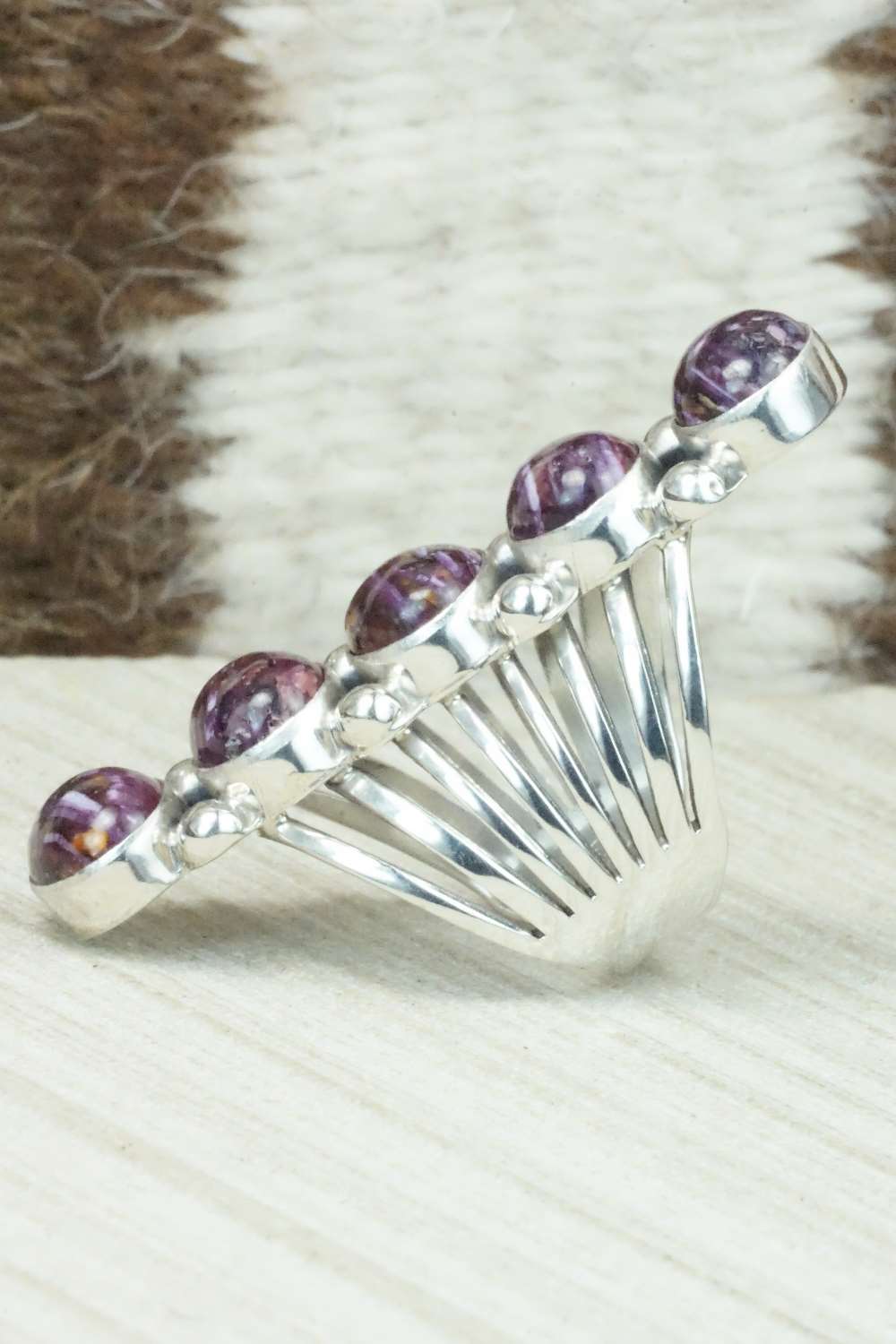 Spiny Oyster & Sterling Silver Ring - Thomas Yazzie - Size 6