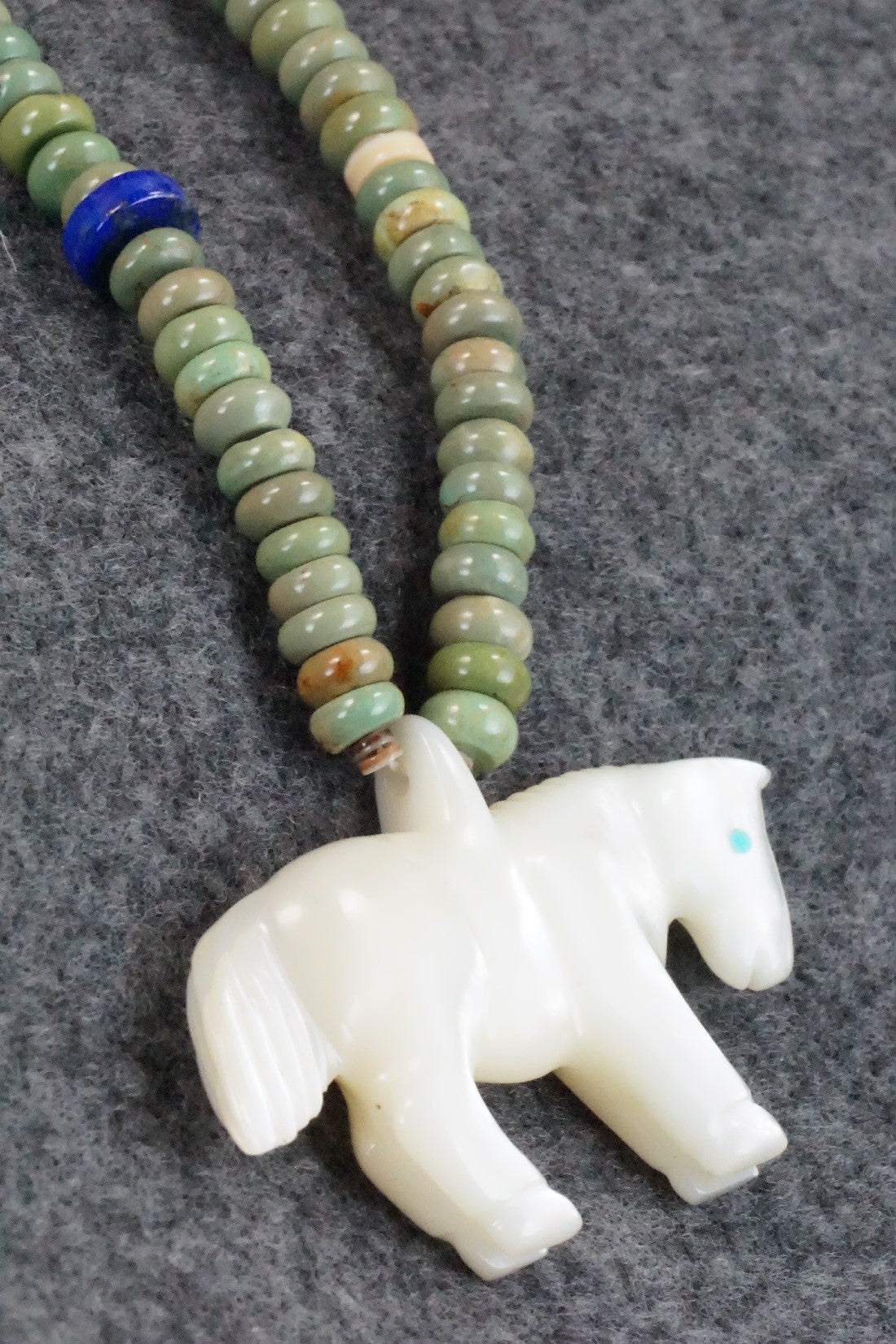 Horse Zuni Fetish Carving Necklace - Andres Quandelacy