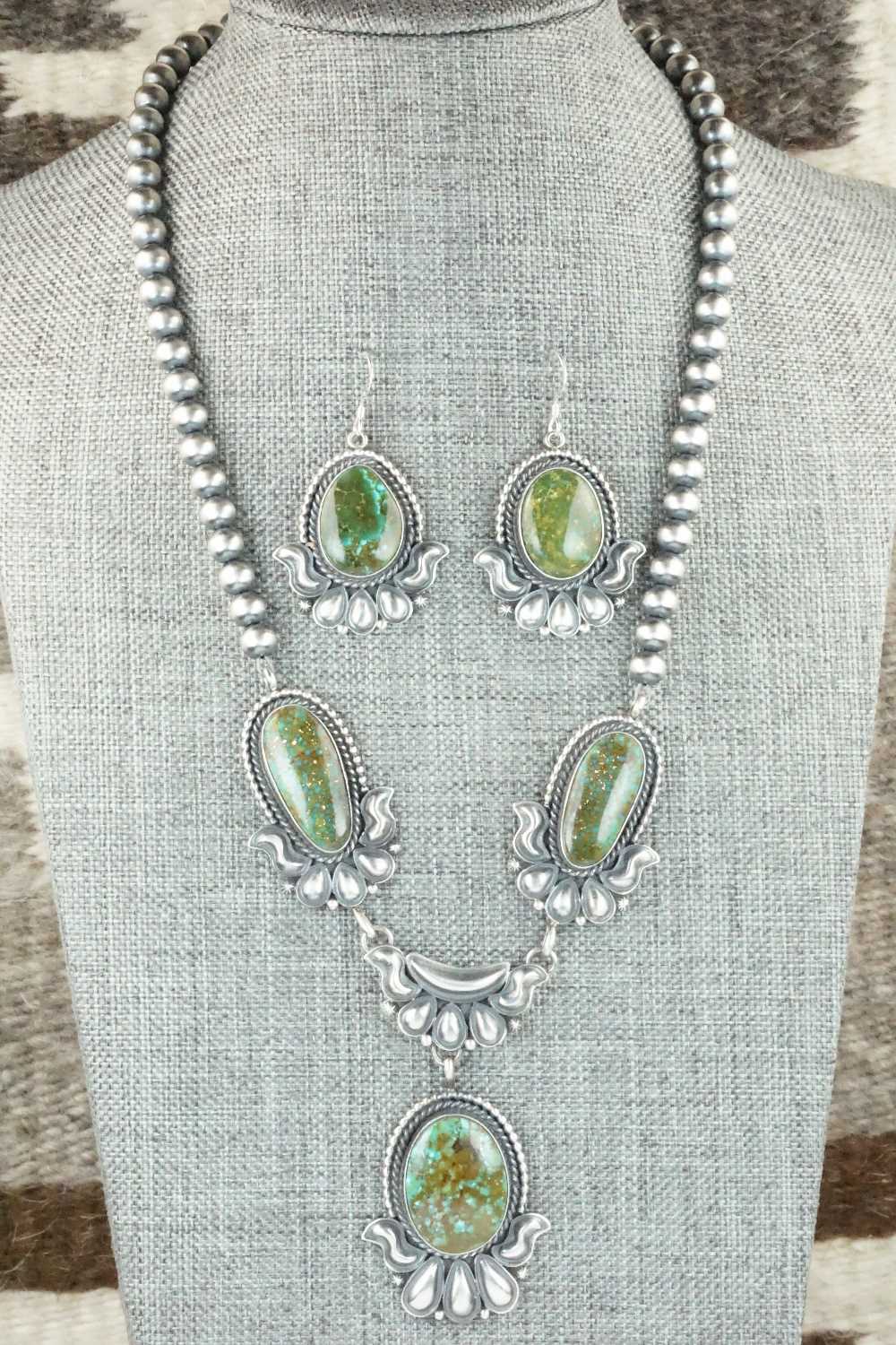 Turquoise & Sterling Silver Necklace and Earrings Set - Derrick Gordon