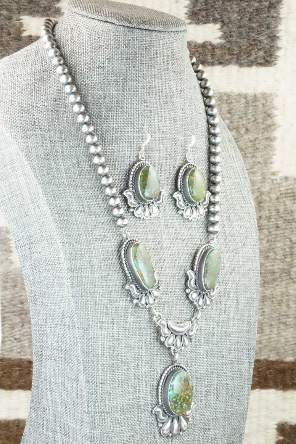 Turquoise & Sterling Silver Necklace and Earrings Set - Derrick Gordon