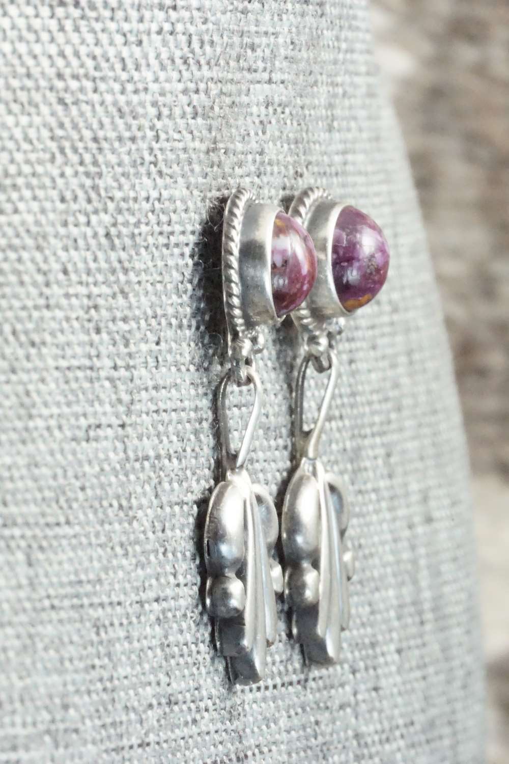 Spiny Oyster & Sterling Silver Earrings - Sharon McCarthy