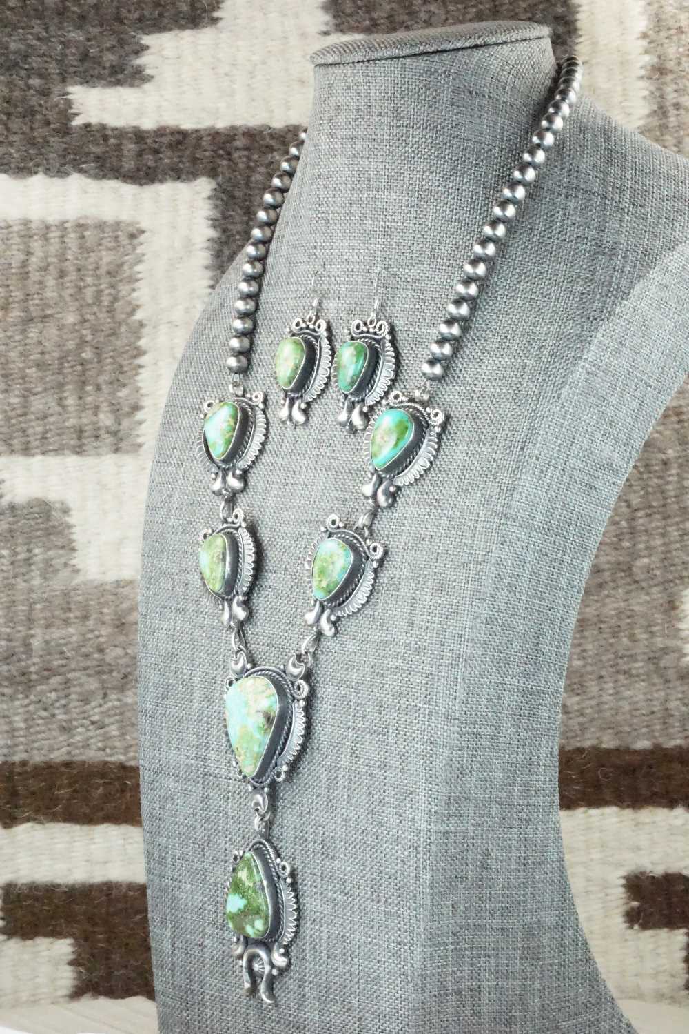 Turquoise & Sterling Silver Necklace and Earrings Set - Derrick Gordon