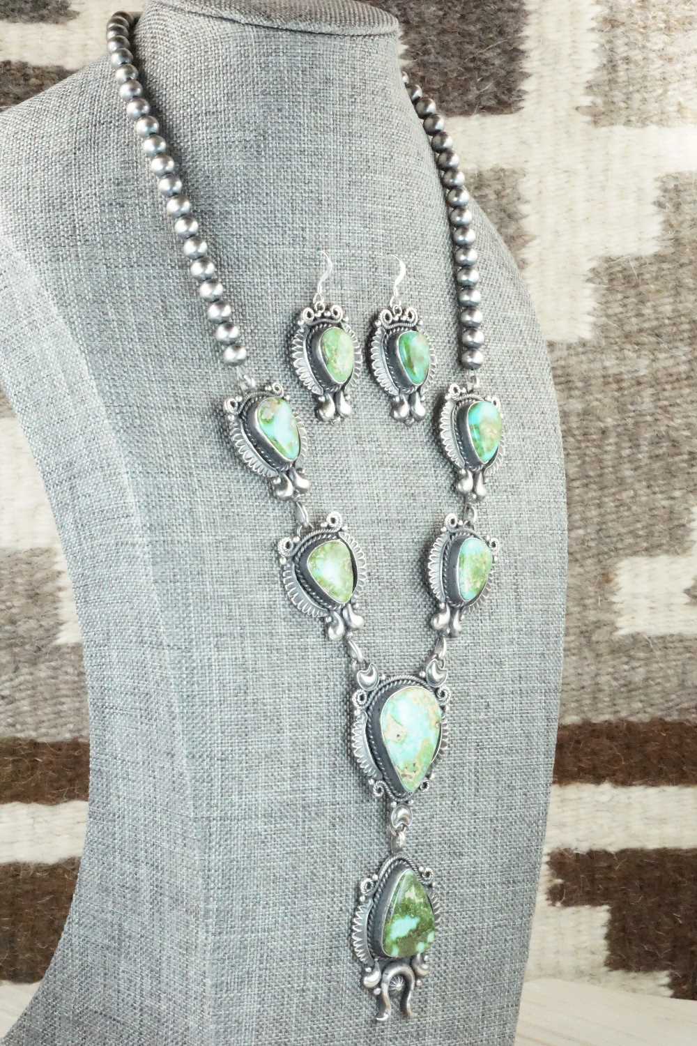 Turquoise & Sterling Silver Necklace and Earrings Set - Derrick Gordon