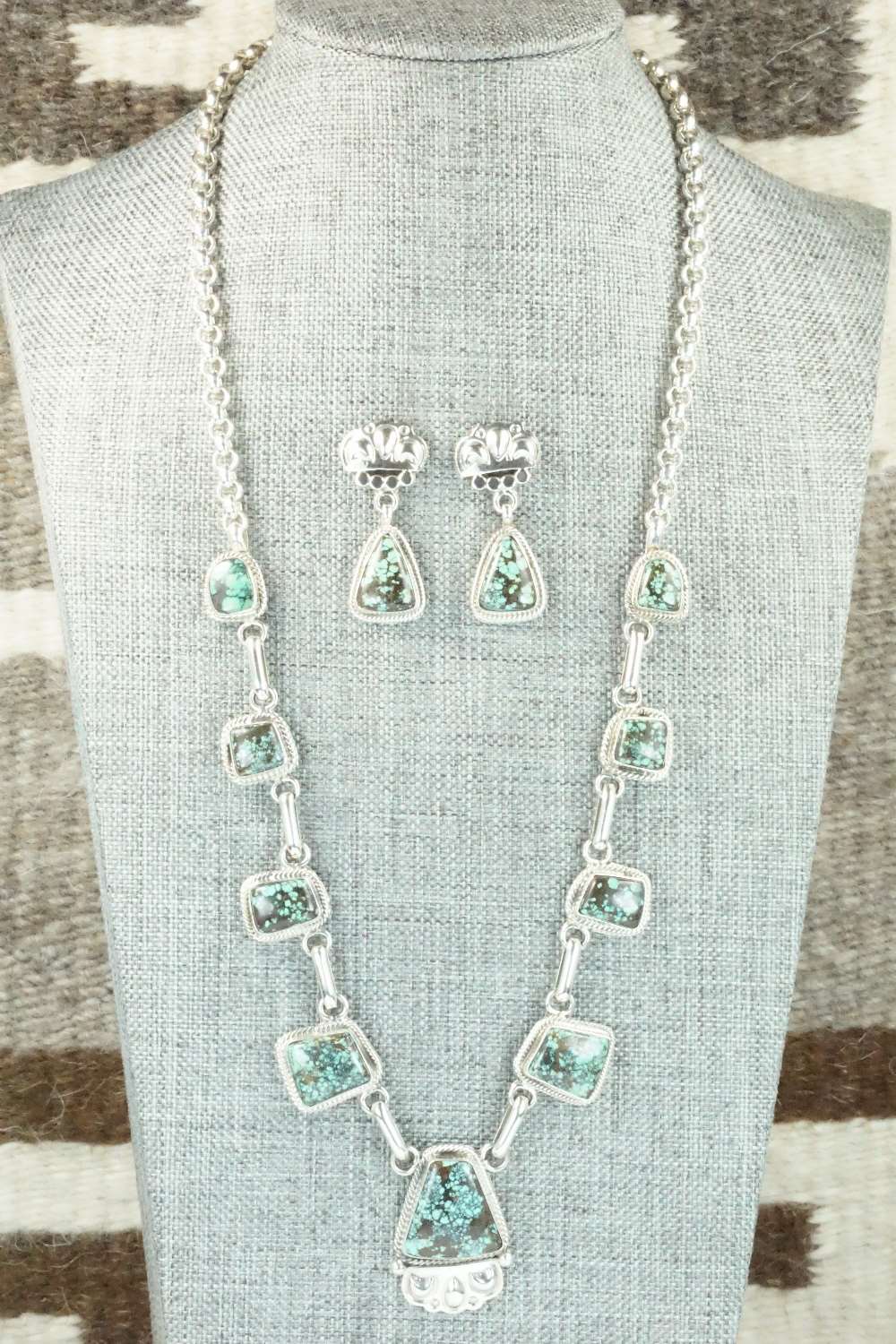 Turquoise & Sterling Silver Necklace Set - Raymond Delgarito