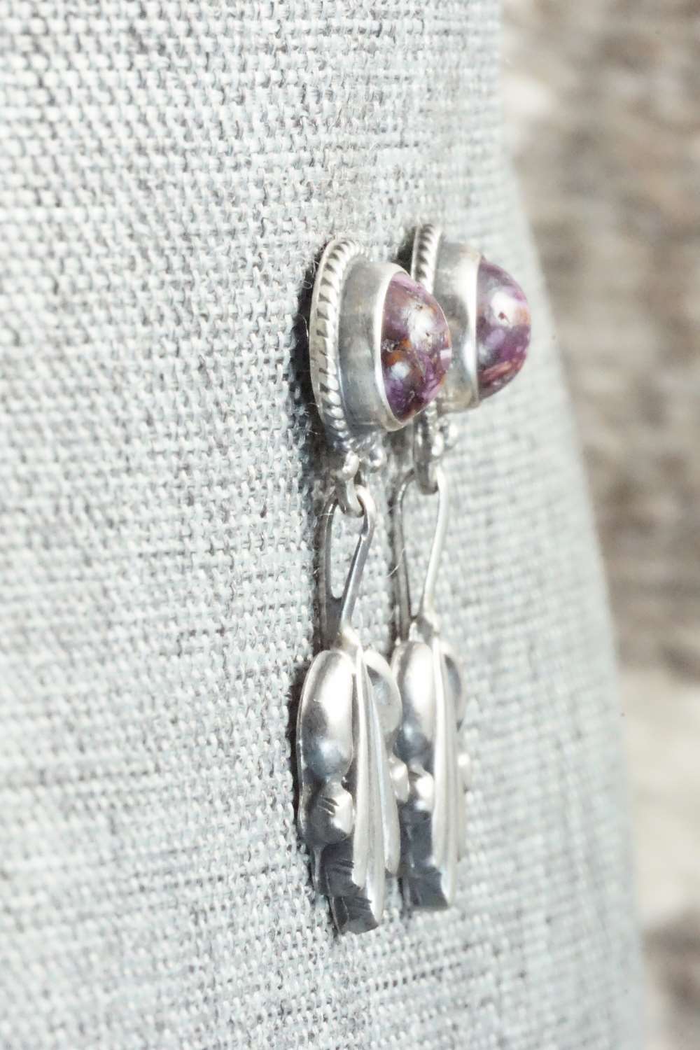Spiny Oyster & Sterling Silver Earrings - Sharon McCarthy