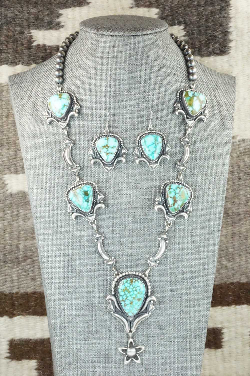 Turquoise & Sterling Silver Necklace and Earrings Set - Derrick Gordon