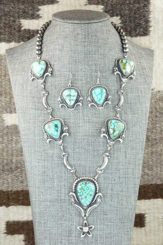 Turquoise & Sterling Silver Necklace and Earrings Set - Derrick Gordon
