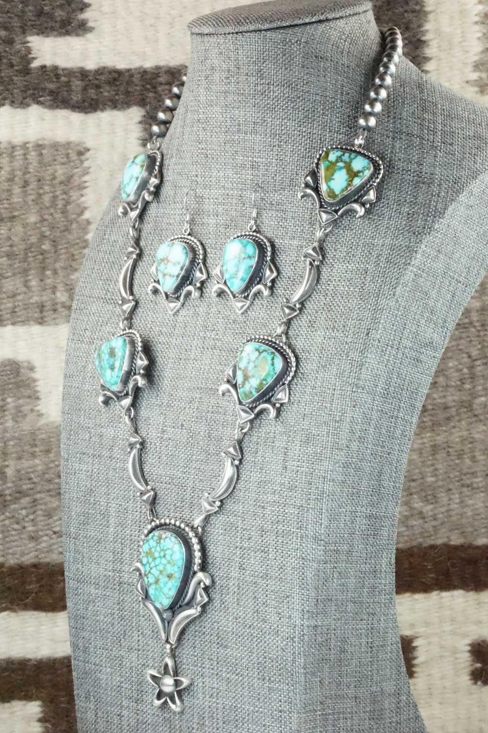 Turquoise & Sterling Silver Necklace and Earrings Set - Derrick Gordon