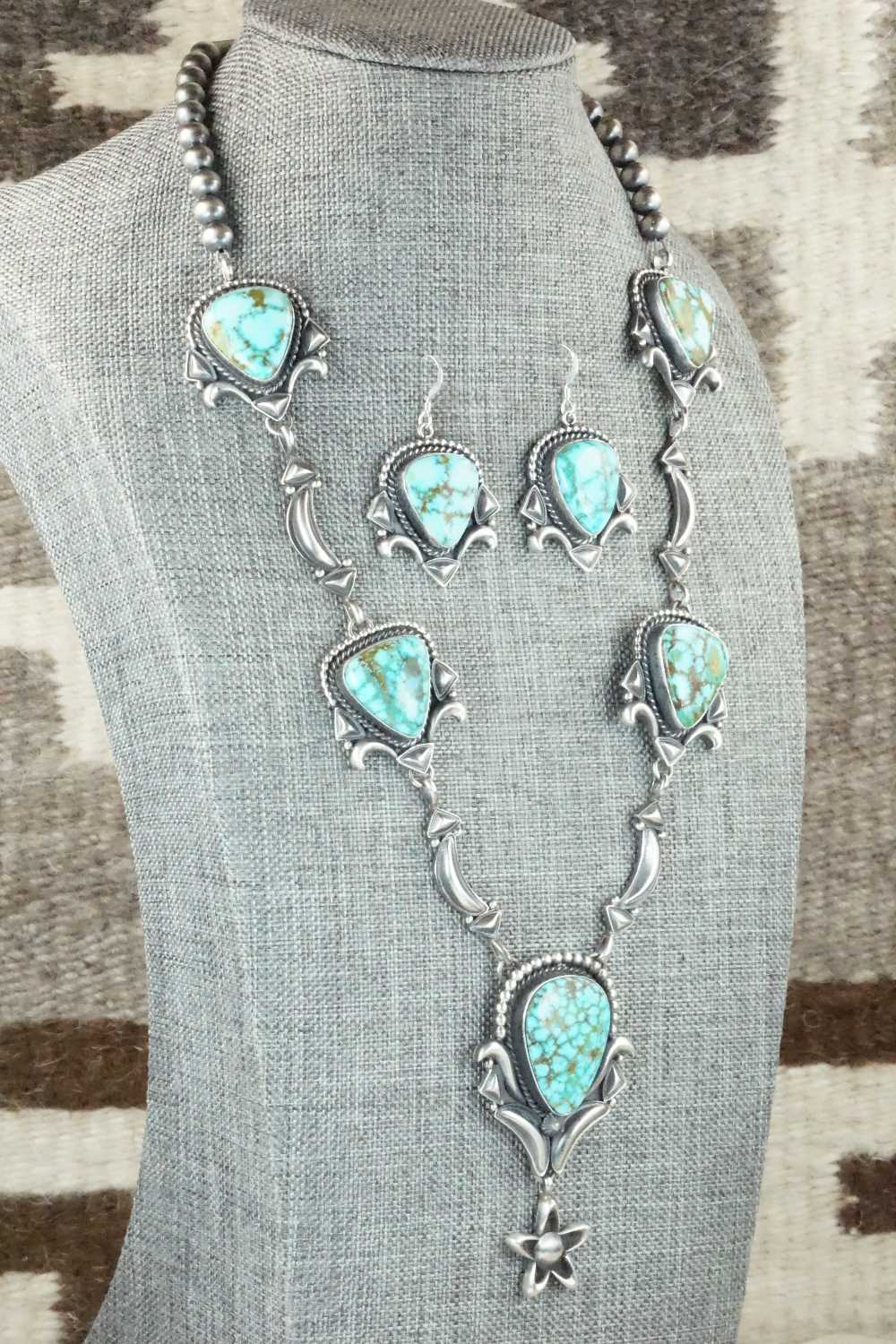 Turquoise & Sterling Silver Necklace and Earrings Set - Derrick Gordon
