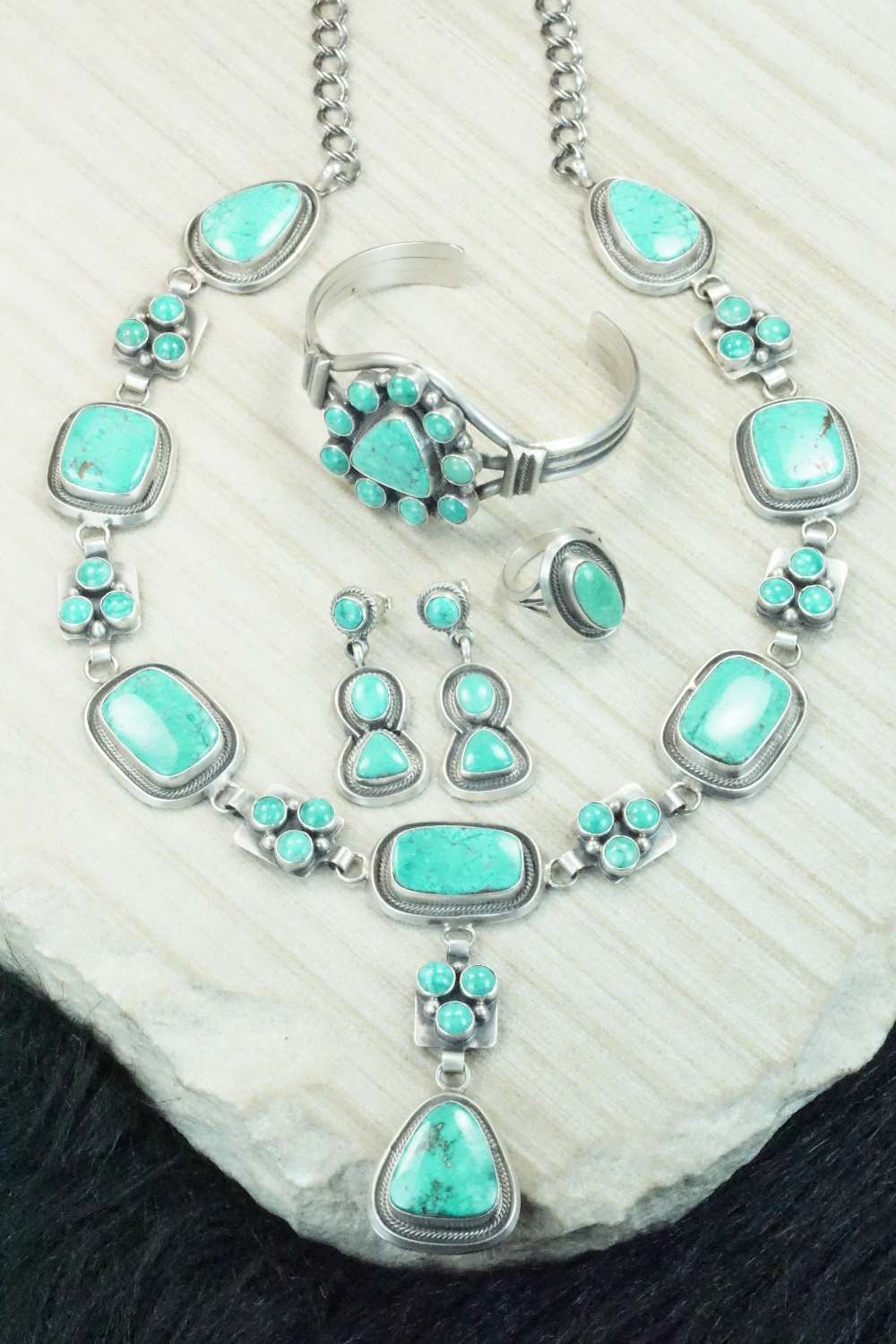 Turquoise & Sterling Silver Necklace Set - Raymond Delgarito